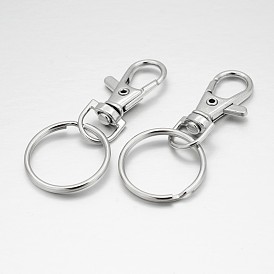 Alloy Swivel Clasps with Iron Key Rings, 36x15x5mm