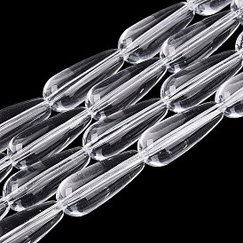 Transparent Glass Beads Strands, Teardrop