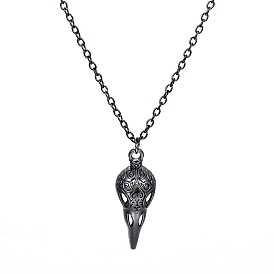 Alloy Bird Skull Pendant Necklace, Halloween Jewelry for Men Women