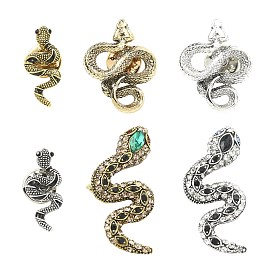 6 шт. 6 стили змея цинковый сплав булавки для лацканов рюкзака одежды