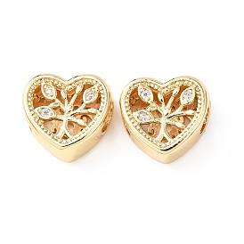 Латунь микропаве прозрачный кубический цирконий европейский бисер, бусины с большим отверстием, сердце с рисунком древа жизни