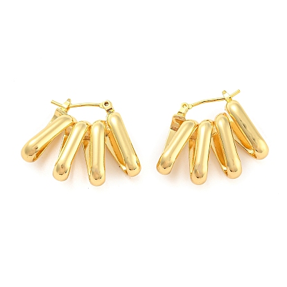 Rack Plating Brass Hollow Oval Hoop Earrings, Long-Lasting Plated, Cadmium Free & Lead Free