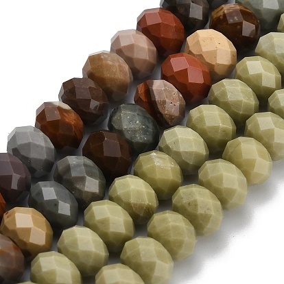 Бусы из натурального алашанского агата, граненые, рондель