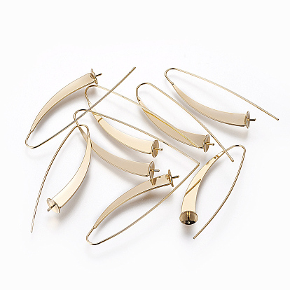 925 Sterling Silver Earring Hooks, For Half Drilled Beads, Long-Lasting Plated