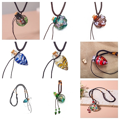 Подвеска в виде флакона духов с эфирным маслом ручной работы в виде лампворка, регулируемое колье из плетеного шнура, ожерелье-свитер для женщин