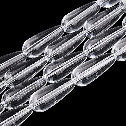 Transparent Glass Beads Strands, Teardrop