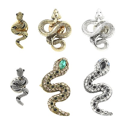 6 шт. 6 стили змея цинковый сплав булавки для лацканов рюкзака одежды
