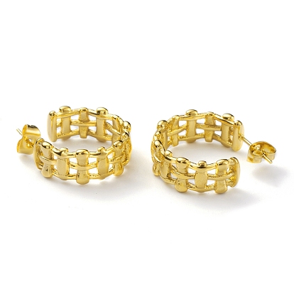 304 Stainless Steel Fence Wrap Stud Earrings, Half Hoop Earrings for Women