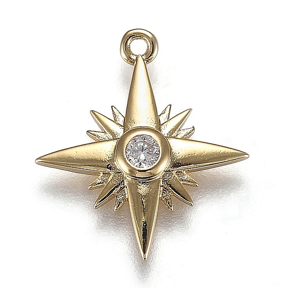 Кулоны из экологически чистой латуни с прозрачным кубическим цирконием, долговечный, звезда