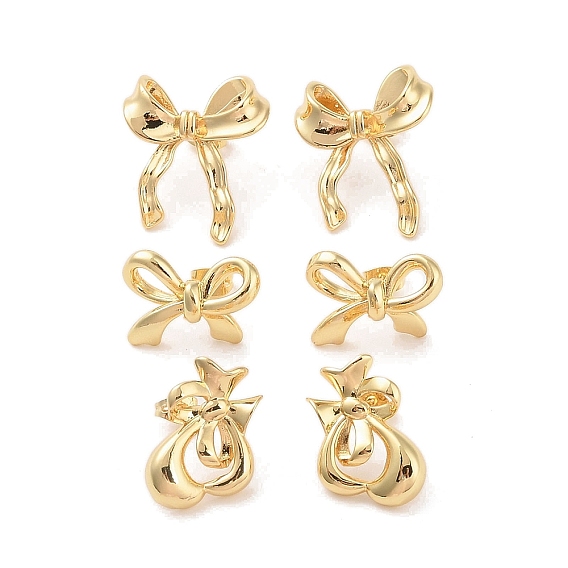 Серьги-гвоздики из латуни с бантом, для женщин