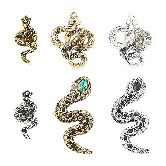 6 шт. 6 стили змея цинковый сплав булавки для лацканов рюкзака одежды