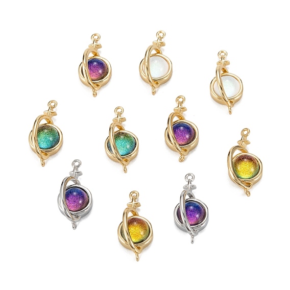 Соединители звеньев латуни стеклянные, реальный 18 k позолоченный, долговечный, без свинца, без никеля и без кадмия, круглая со звездой