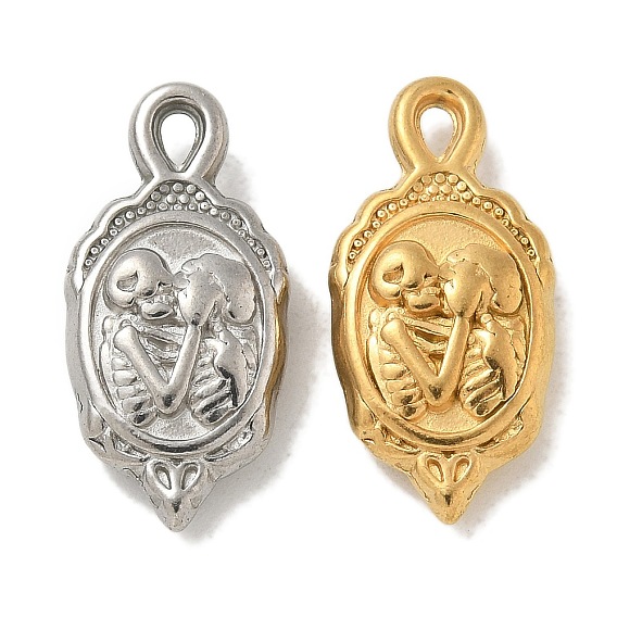 Ионное покрытие (ip) 304 подвески из нержавеющей стали, овал с подвеской в виде скелета