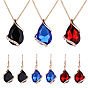 3 комплекты 3 цветные комплекты украшений из сплава стекла в форме капли. В комплект входят ожерелье с подвеской и серьги-подвески
