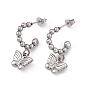 304 Stainless Steel Ring with Butterfly Dangle Stud Earrings, Half Hoop Earrings for Women