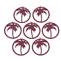 430 Stainless Steel Filigree Pendants, Spray Painted, Etched Metal Embellishments, Ring with Coconut Tree