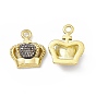 Ion Plating(IP) 304 Stainless Steel Pendant with Rhinestone, Crown Charms