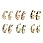 Glass Stud Earrings, Golden 304 Stainless Steel Half Hoop Earrings