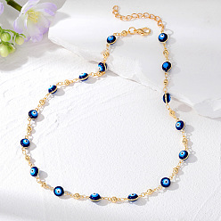 Geometric Blue Oil Drop Eye Bracelet & Devil's Eye Necklace - Trendy Fashion Accessories
