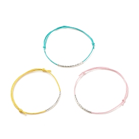 Brass Curved Tube Beaded Cord Bracelet for Women