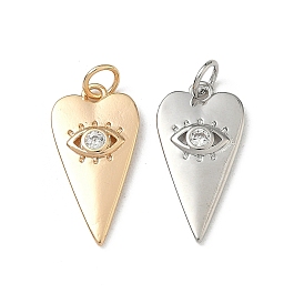 Латунные микропаве прозрачные подвески с фианитом, с целью перехода в кольце, долговечный, сердце с очарованием глаз
