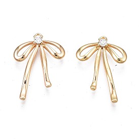 Латунные микропаве прозрачные подвески с фианитом, без никеля , бантом
