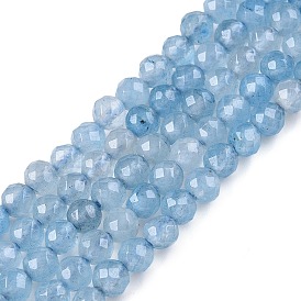 Natural White Jade Bead Strands, Dyed, Faceted, Round