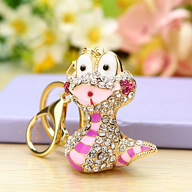 Charming Snake Keychain for Women - Cute Metal Bag Charm and Car Keyring Pendant