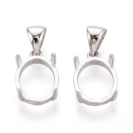 925 Настройки кабошона кулона из стерлингового серебра, овальные, настройки открытой спины