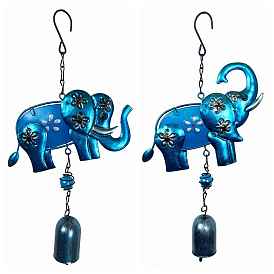 Glass Elephant & Bell Wind Chime, Hanging Decors for Garden Window Party