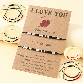 Bracelet love code morse serti de perles en papier pour couples - 2 pack