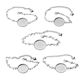 Stainless Steel Link Chain Bracelet Making, with Round Trays, DIY Handmade Jewelry Accessories, Stainless Steel Color