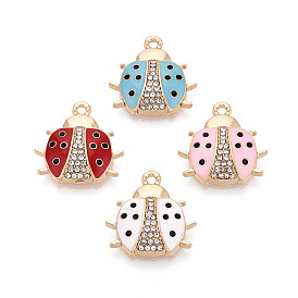 Гальваническое покрытие, сплавы, стразы и эмалевые подвески, божья коровка прелести, без кадмия, без никеля и без свинца, золотые