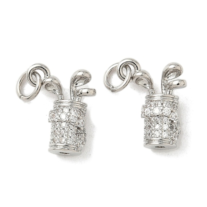 Micro cuivres ouvrent pendentifs zircone cubique, charmes de golf, plaqué longue durée, sans cadmium et sans plomb, crémaillère plaquage