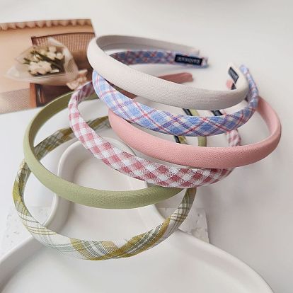 Sweet and Versatile Narrow Headband with Height-increasing Top for Cream Checkered Hair Accessories