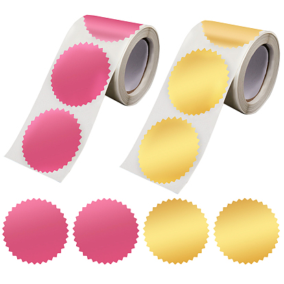 2 рулоны 2 цветная бумага самоклеящаяся зубчатый край награды пустые наклейки, для тиснения штампа для запечатывания пустых наклеек на сертификат, плоско-круглые