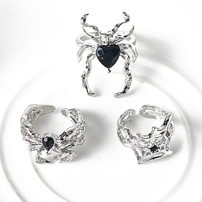 Кольца-манжеты для женщин со стразами из сплава паутины и паука, платина