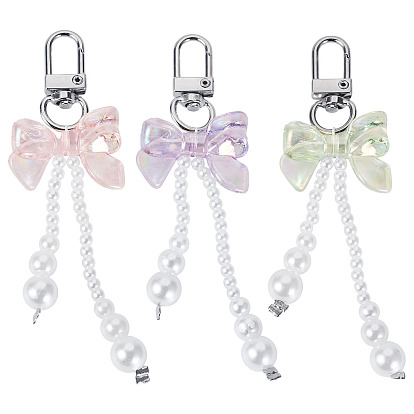 6 шт 3 цвета абс пластик имитация жемчуга подвеска украшения, Сплав с застежками, бантом