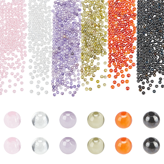 Pandahall elite 1140pcs 6 couleurs perles de zircone cubique, ronde