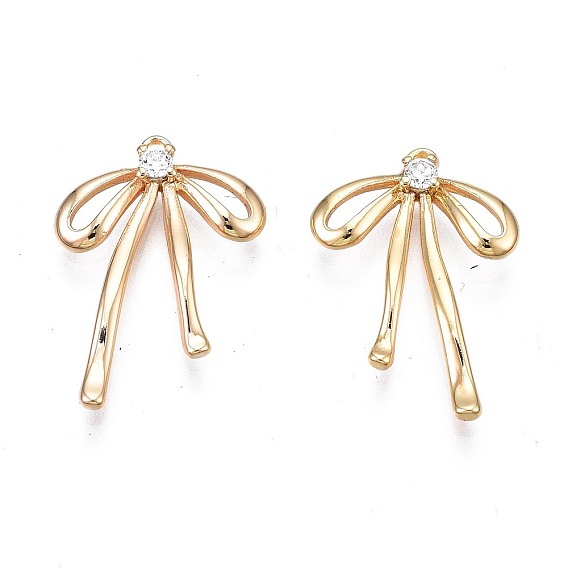 Латунные микропаве прозрачные подвески с фианитом, без никеля , бантом