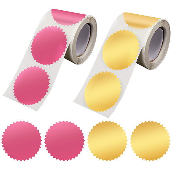 2 рулоны 2 цветная бумага самоклеящаяся зубчатый край награды пустые наклейки, для тиснения штампа для запечатывания пустых наклеек на сертификат, плоско-круглые