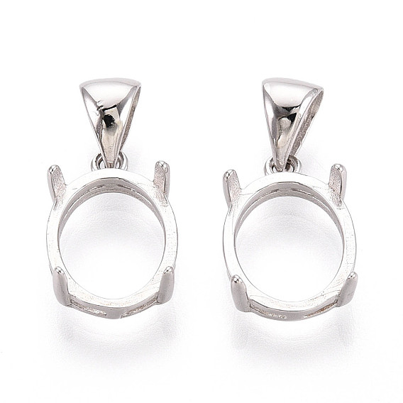 925 Настройки кабошона кулона из стерлингового серебра, овальные, настройки открытой спины