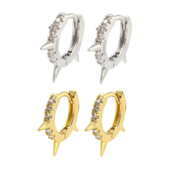 Серьга-кольцо из латуни с микропаве из кубического циркония, без кадмия и без свинца, долговечный, заклепка