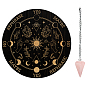 AHADEMAKER Divination Sets, including 1Pc PVC Plastic Pendulum Board, 1Pc 304 Stainless Steel Cable Chain Necklaces, 1Pc Natural Rose Quartz Stone Pendants
