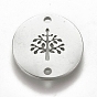 304 Stainless Steel Links/Connectors, Flat Round with Tree