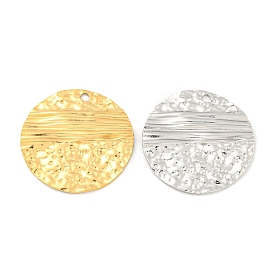 Ion Plating(IP) 304 Stainless Steel Pendants, Flat Round Charm, Textured