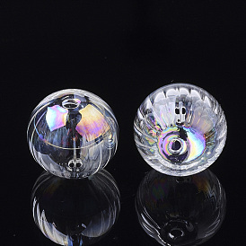 Handmade Blown Glass Globe Beads, AB Color Plated, Pumpkin