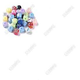 10 pcs perlas de esmalte acrílico iridiscente arcoíris con revestimiento uv, dados