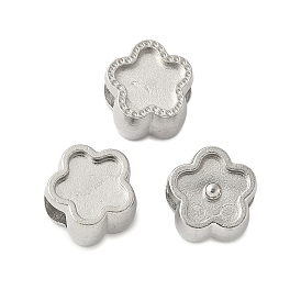 304 из нержавеющей стали европейские шарики, оправы кабошонов для эмали, большое отверстие шарик, цвет нержавеющей стали