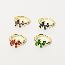 14k Gold Plated Geometric Zircon Ring - Fashionable and Unique Design